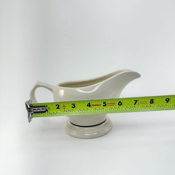 Vintage Longaberger Pottery Pitcher & Gravy Boat Blue Woven Traditions USA - Picture 7 of 7